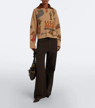 Alanui Decade printed wool and cotton-blend polo sweater | Thumbnail 3 Alanui Decade printed wool and cotton-blend polo sweater | Thumbnail 3