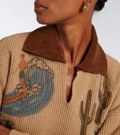 Alanui Decade printed wool and cotton-blend polo sweater | Thumbnail 4 Alanui Decade printed wool and cotton-blend polo sweater | Thumbnail 4