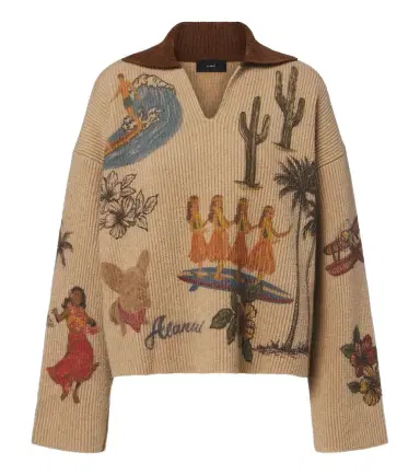 Alanui Decade printed wool and cotton-blend polo sweater | Thumbnail 1 Alanui Decade printed wool and cotton-blend polo sweater | Thumbnail 1