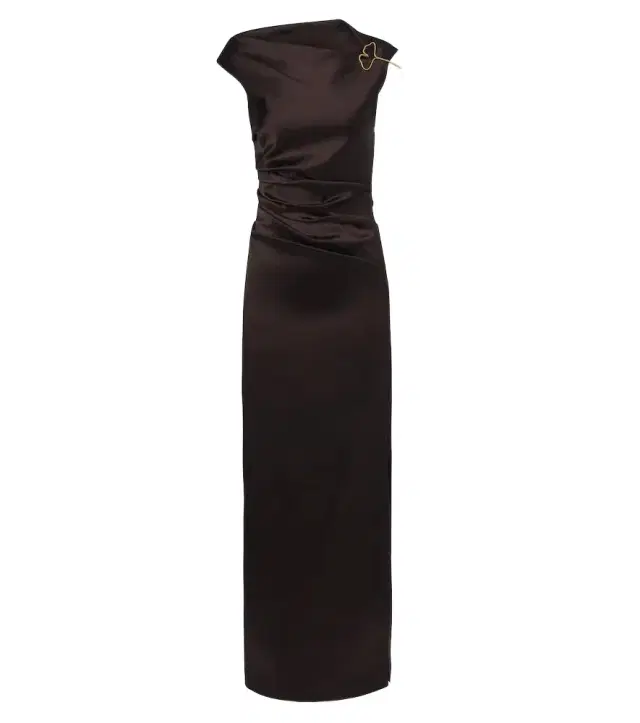 Max Mara Ruched embellished satin gown