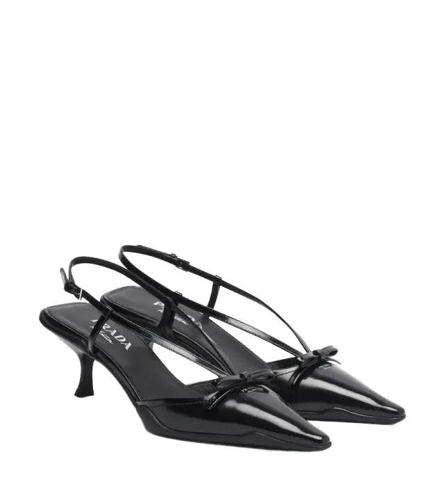 Prada Bow-detail leather slingback pumps