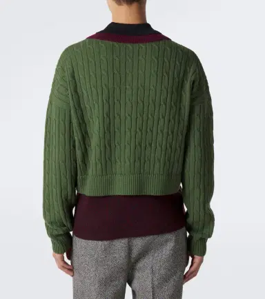 Dries Van Noten Layered wool and cotton polo sweater | Thumbnail 2