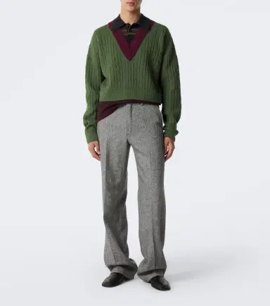 Dries Van Noten Layered wool and cotton polo sweater | Thumbnail 6