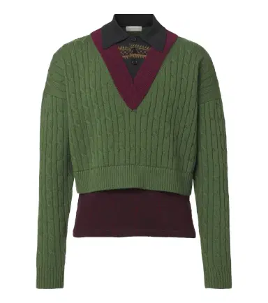 Dries Van Noten Layered wool and cotton polo sweater | Thumbnail 1