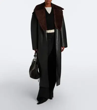 The Frankie Shop Edra shearling-trimmed wrap coat | Thumbnail 2