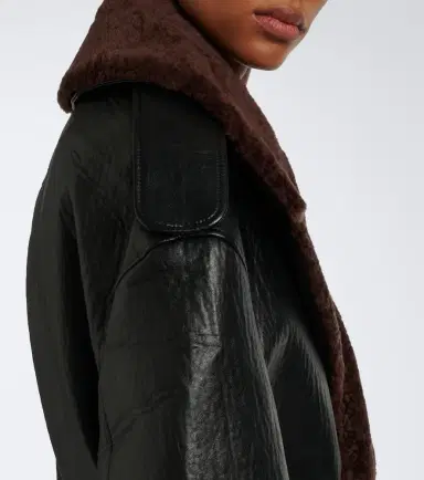 The Frankie Shop Edra shearling-trimmed wrap coat | Thumbnail 4