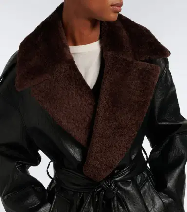 The Frankie Shop Edra shearling-trimmed wrap coat | Thumbnail 8