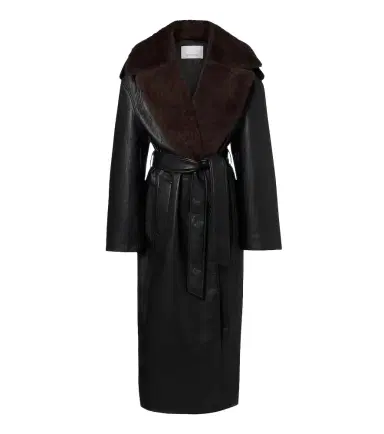 The Frankie Shop Edra shearling-trimmed wrap coat | Thumbnail 1