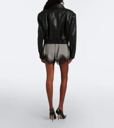 The Frankie Shop Dalia checked lace-trimmed satin shorts | Thumbnail 3