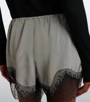 The Frankie Shop Dalia checked lace-trimmed satin shorts | Thumbnail 4