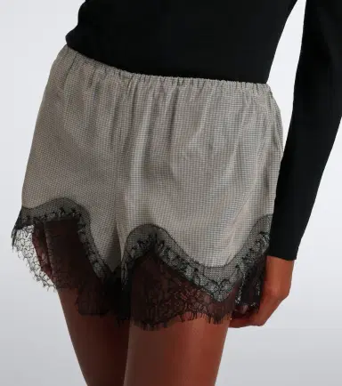 The Frankie Shop Dalia checked lace-trimmed satin shorts | Thumbnail 6