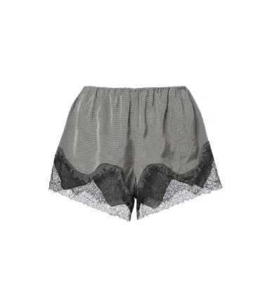 The Frankie Shop Dalia checked lace-trimmed satin shorts | Thumbnail 1