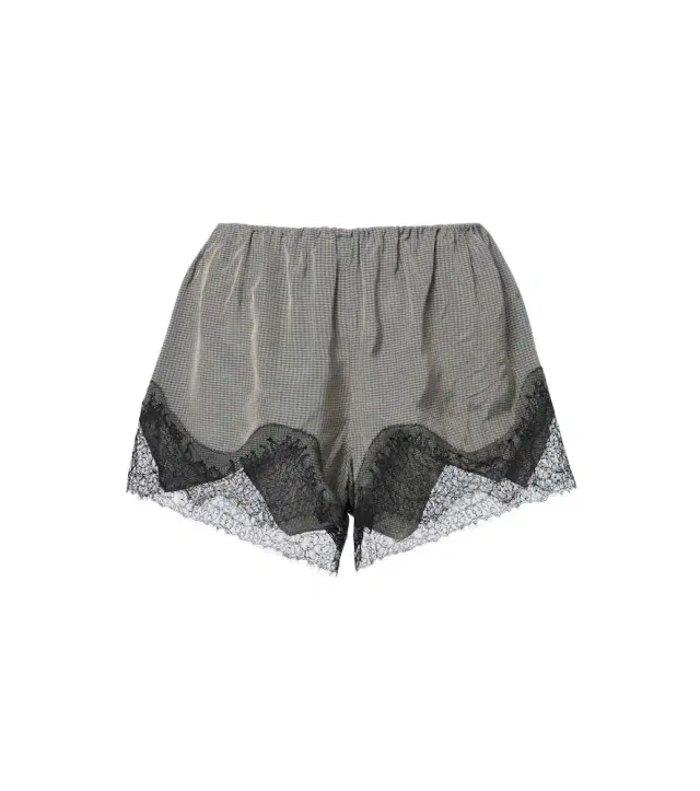 The Frankie Shop Dalia checked lace-trimmed satin shorts