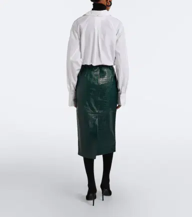 The Frankie Shop Taney croc-effect leather pencil skirt | Thumbnail 2