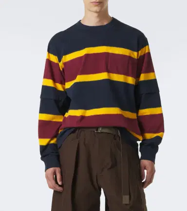 Sacai triped cotton jersey sweatshirt | Thumbnail 4