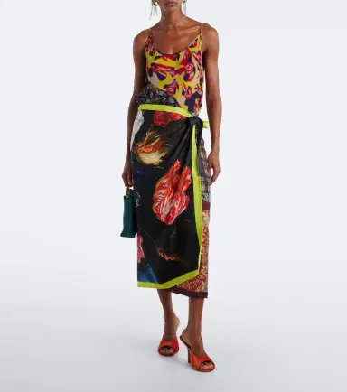 Dries Van Noten Printed silk wrap skirt | Thumbnail 2