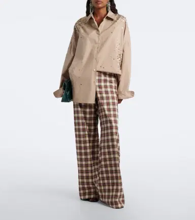 Dries Van Noten Plaid cotton flannel wide-leg pants | Thumbnail 3 Dries Van Noten Plaid cotton flannel wide-leg pants | Thumbnail 3