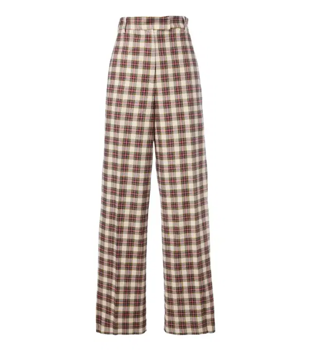 Dries Van Noten Plaid cotton flannel wide-leg pants