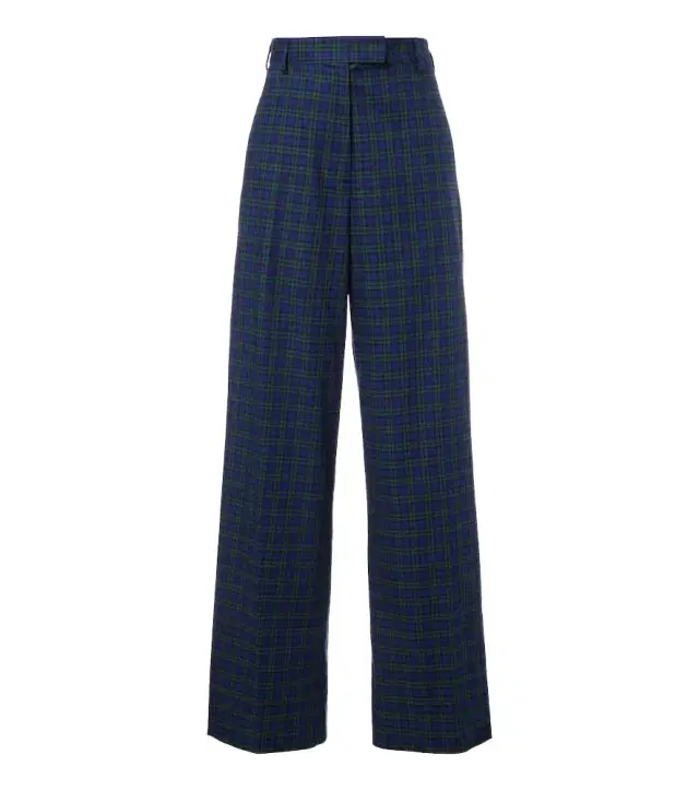 Dries Van Noten Plaid cotton flannel wide-leg pants