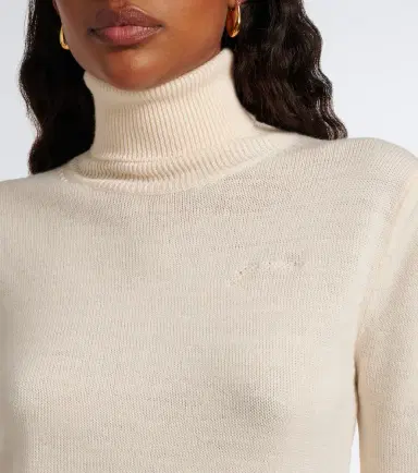 Ganni Lace-trimmed wool turtleneck sweater | Thumbnail 5