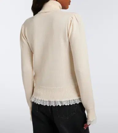 Ganni Lace-trimmed wool turtleneck sweater | Thumbnail 6