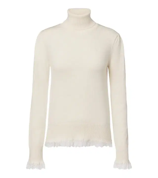 Ganni Lace-trimmed wool turtleneck sweater