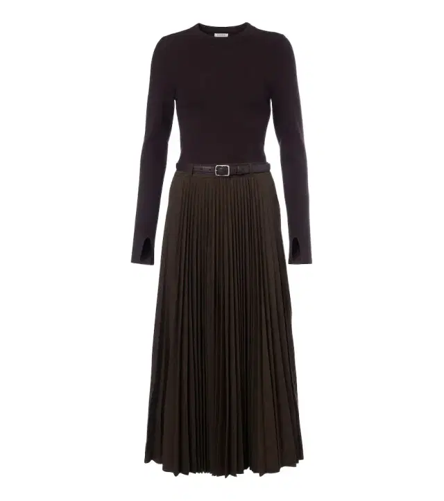 Simkhai Abilene checked ribbed-knit pleated midi dress