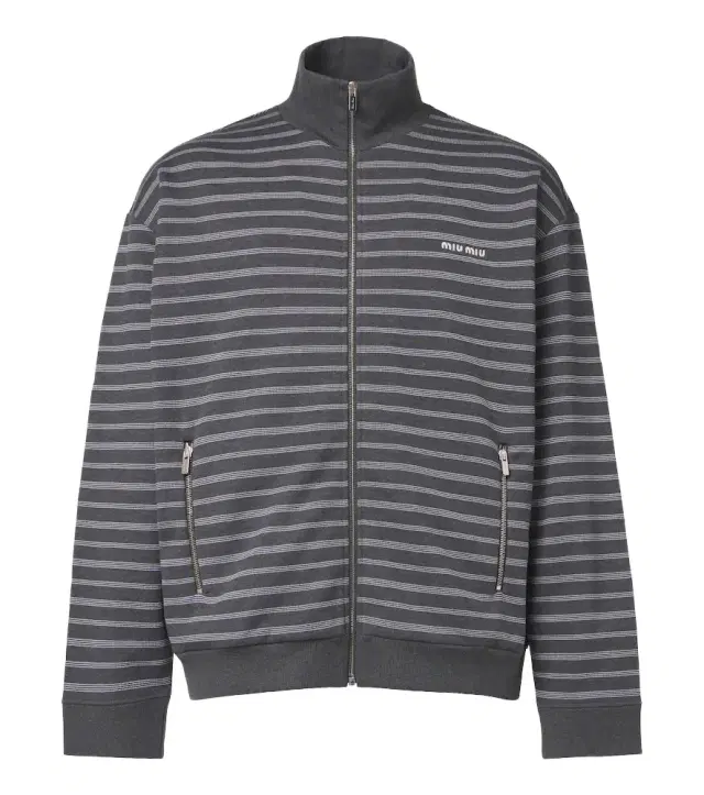 Miu Miu Striped oversized cotton fleece sweatshirt