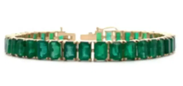 Wish Fine Jewelry 21.99ct Emerald 14K Gold Tennis Bracelet