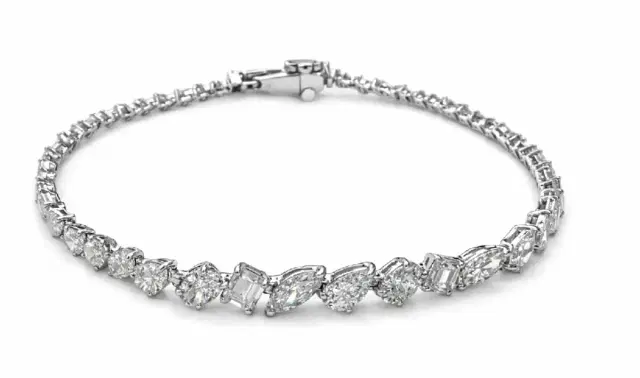 Wish Fine Jewelry 4.78ct Diamond 18K Gold Multi Shape Tennis Bracelet