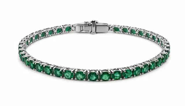 Wish Fine Jewelry 5.93ct Emerald 14K Gold Tennis Bracelet