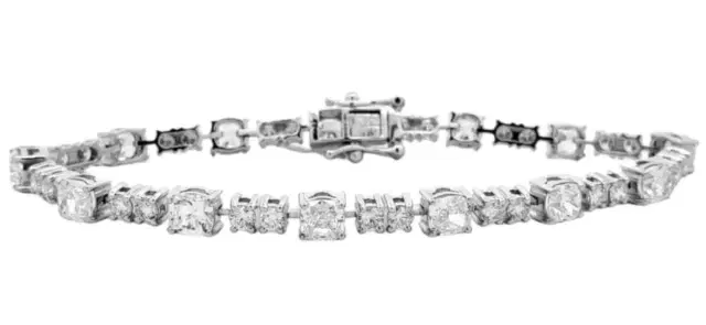 Wish Fine Jewelry 9.050ct Diamond 18K Gold Multi Shape Tennis Bracelet