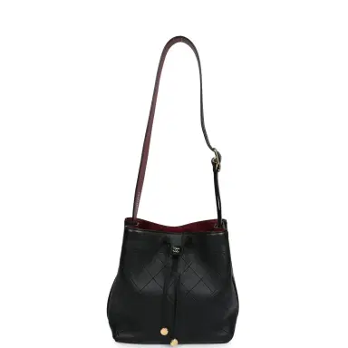 Chanel Chanel "CC Loop" Drawstring Bucket Bag with Leather Strap Black, Burgundy Calfskin Gold Hardware | Thumbnail 7