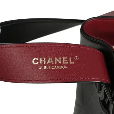 Chanel Chanel "CC Loop" Drawstring Bucket Bag with Leather Strap Black, Burgundy Calfskin Gold Hardware | Thumbnail 8
