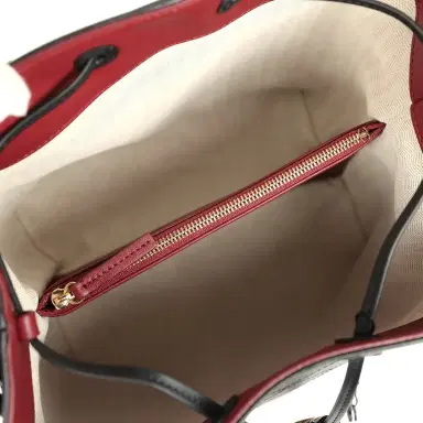 Chanel Chanel "CC Loop" Drawstring Bucket Bag with Leather Strap Black, Burgundy Calfskin Gold Hardware | Thumbnail 9