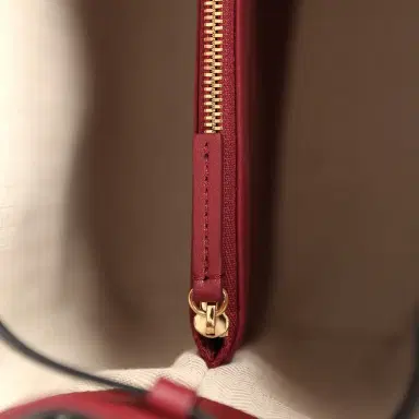 Chanel Chanel "CC Loop" Drawstring Bucket Bag with Leather Strap Black, Burgundy Calfskin Gold Hardware | Thumbnail 10