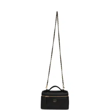 Chanel Chanel "Supple" Top Handle Long Vanity Case with Chain Black Grained Calfskin Gold Hardware | Thumbnail 7