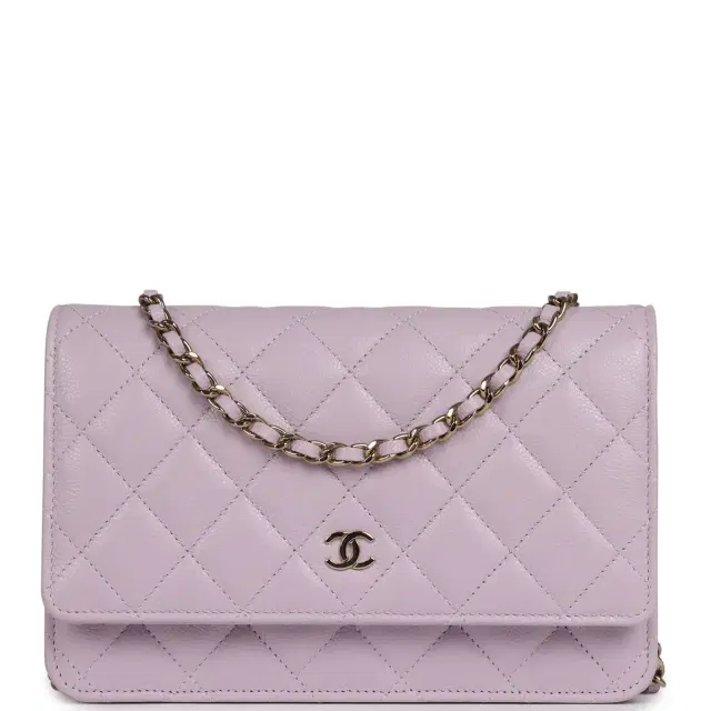 Chanel Chanel Classic Wallet On Chain WOC Light Purple Caviar Light Gold Hardware