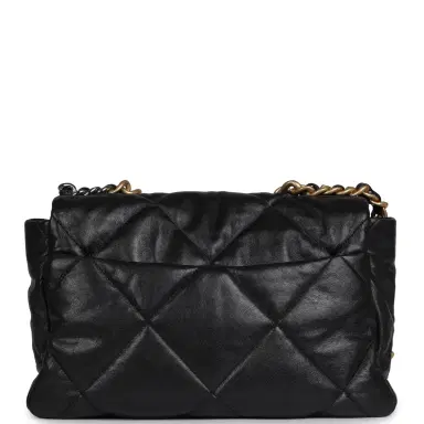Chanel Chanel Large 19 Flap Bag Black Shiny Lambskin Mixed Metal Hardware | Thumbnail 4