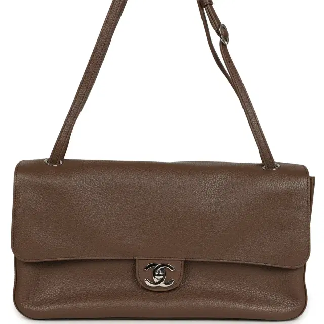 Chanel Chanel Maxi "Souplissimo" Small Flap Bag Brown Grained Calfskin Silver Hardware