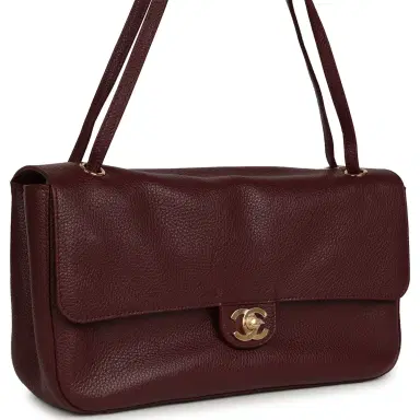 Chanel Chanel Maxi "Souplissimo" Small Flap Bag Dark Burgundy Grained Calfskin Gold Hardware | Thumbnail 2