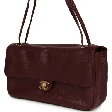 Chanel Chanel Maxi "Souplissimo" Small Flap Bag Dark Burgundy Grained Calfskin Gold Hardware | Thumbnail 5