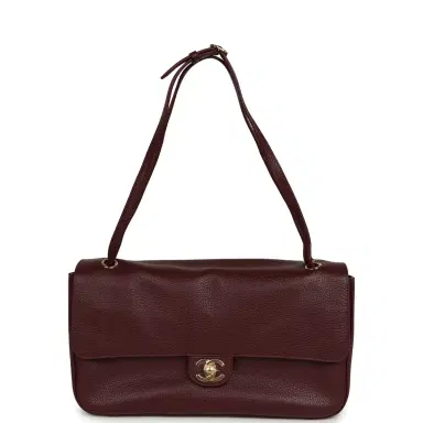 Chanel Chanel Maxi "Souplissimo" Small Flap Bag Dark Burgundy Grained Calfskin Gold Hardware | Thumbnail 6