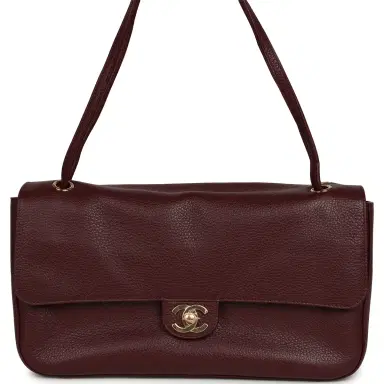 Chanel Chanel Maxi "Souplissimo" Small Flap Bag Dark Burgundy Grained Calfskin Gold Hardware | Thumbnail 1