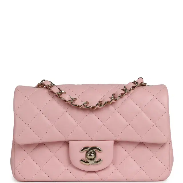 Chanel Chanel Mini Classic Rectangular Flap Bag Light Pink Lambskin Light Gold Hardware