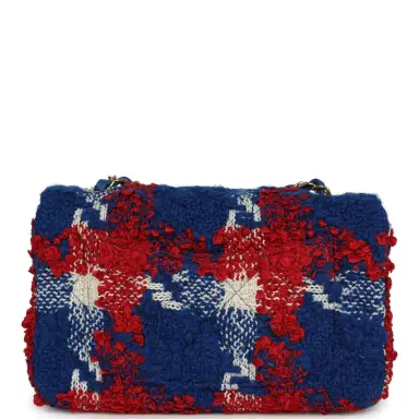 Chanel Chanel Mini Classic Rectangular Flap Bag Red, White, Blue Tweed Boucle Gold Hardware | Thumbnail 4