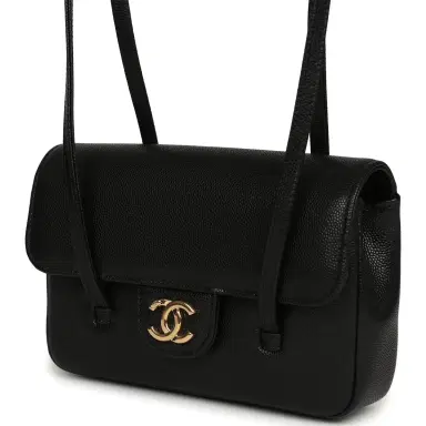 Chanel Chanel Mini Preppy Coco Clutch with Straps Black Shiny Caviar Brushed Gold Hardware | Thumbnail 5