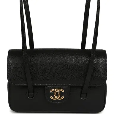 Chanel Chanel Mini Preppy Coco Clutch with Straps Black Shiny Caviar Brushed Gold Hardware | Thumbnail 1