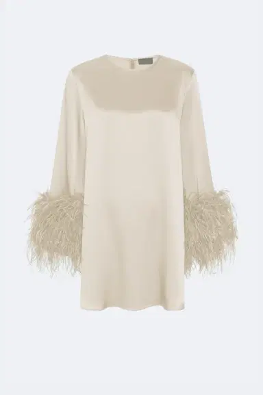 Lapointe Satin Dress With Feathers | Thumbnail 4 Lapointe Satin Dress With Feathers | Thumbnail 4