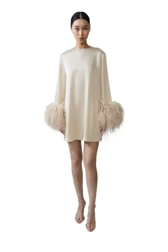 Lapointe Satin Dress With Feathers